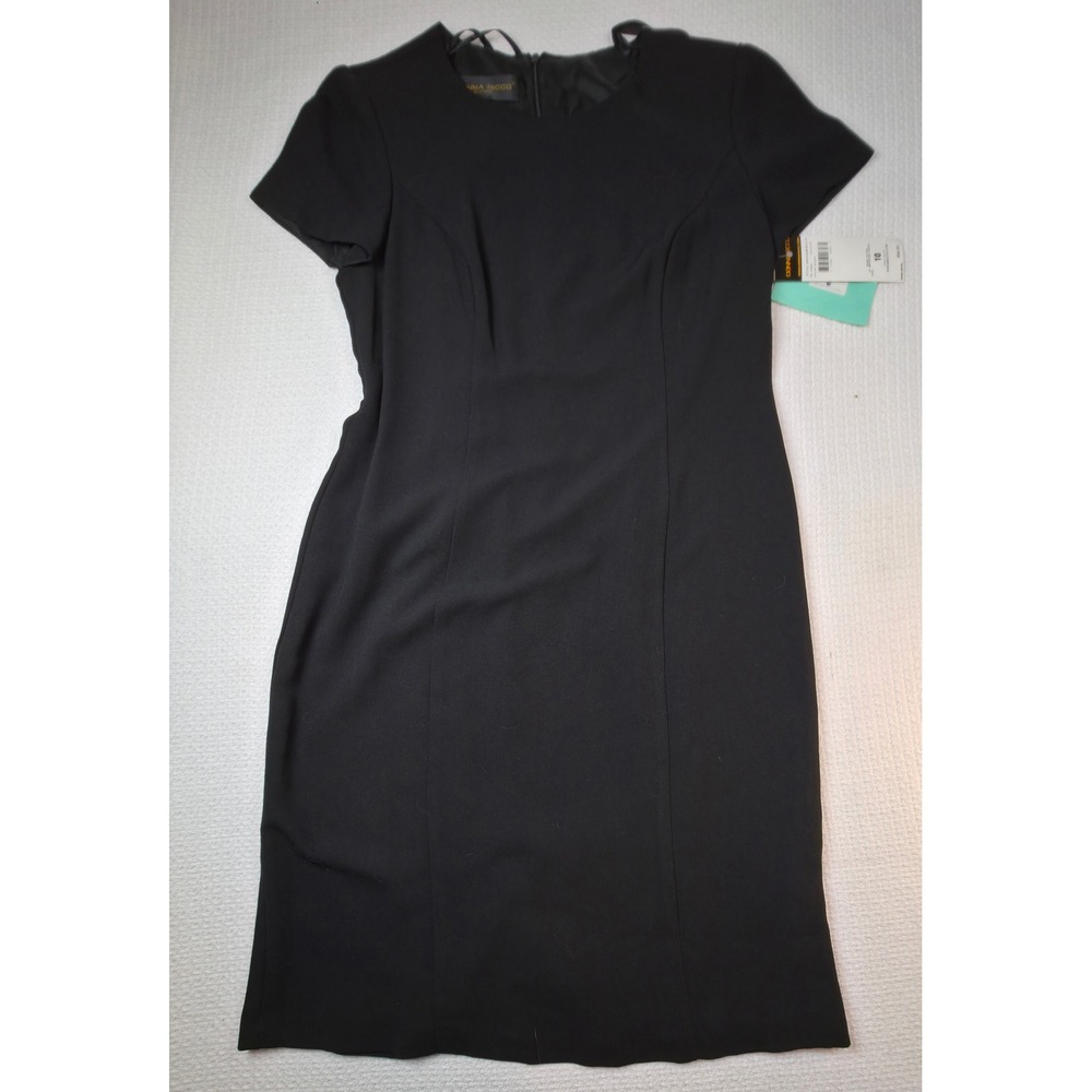 Donna Ricco Sheath Dress Women 10 Black Short Sleeve New